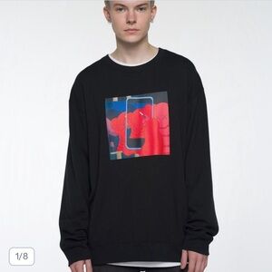 KAWS + Warhol Black Graphic Sweatshirt, Unisex, Size Large .